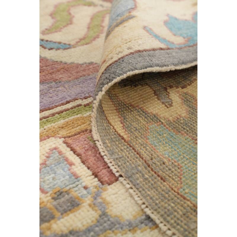 Hand Knotted Oriental 100% Wool Carpet Transitional Geometric Multi-Colored Oushak Area Rug - 12' 10'' X 9' 11''