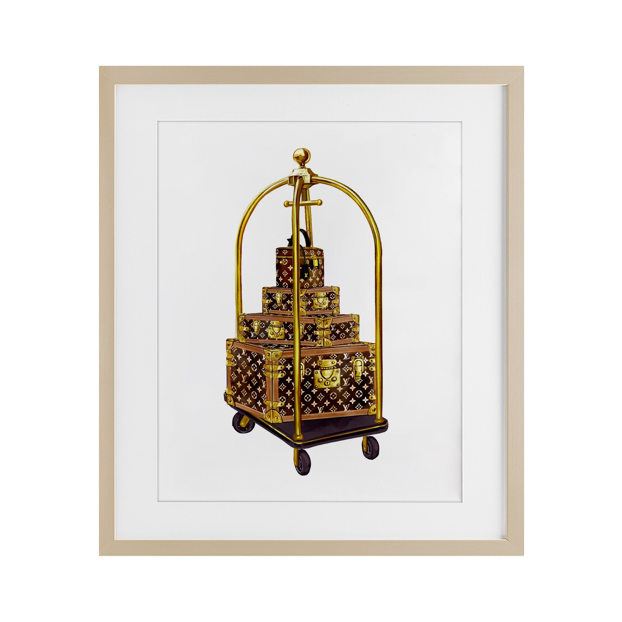 Stupell Glam Hotel Luggage Under Glass Framed Design By Ziwei Li