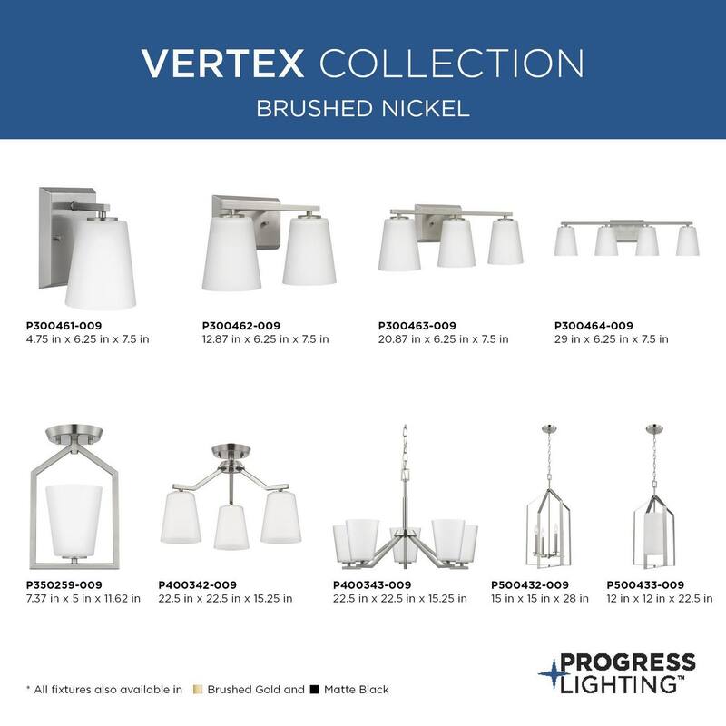 Vertex Collection One-Light Brushed Nickel Etched White Contemporary Foyer Light - 12 in x 12 in x 22.5 in