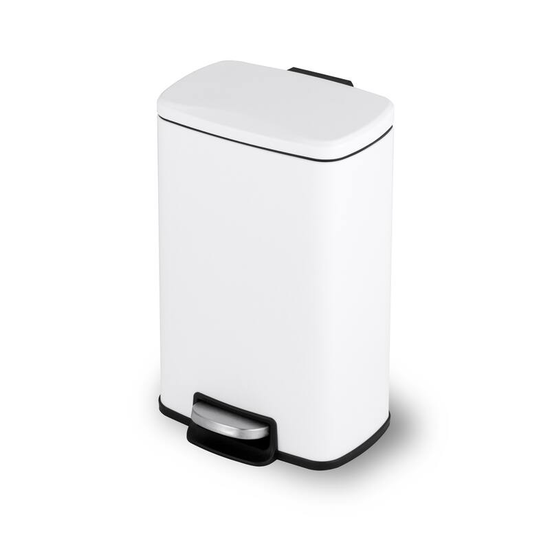 Innovaze 1.3 Gal./5 Liter Rectangular Step-on Trash Can for Bathroom and Office - White