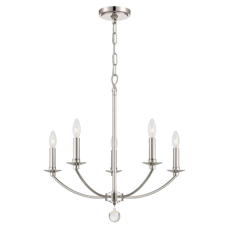 Mila 5 Light Polished Nickel Chandelier - 23"W x 24"H - 23"W x 24"H