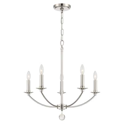 Mila 5 Light Polished Nickel Chandelier - 23"W x 24"H