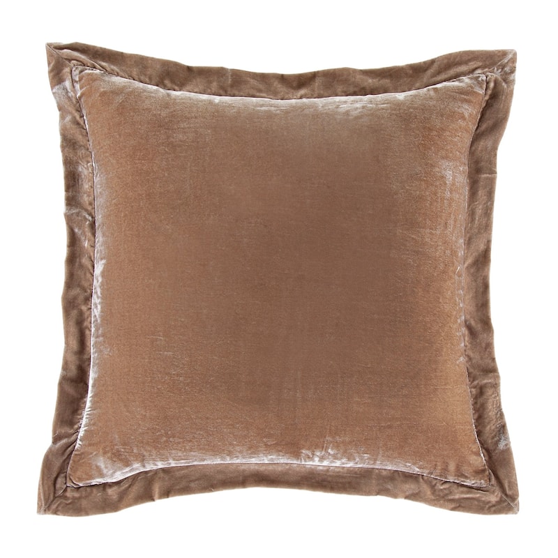 HiEnd Accents Stella Faux Silk Velvet Romantic Western Flanged Euro Sham, 27"x27" - Dusty Rose