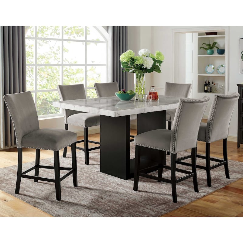 Cots Transitional Grey Solid Wood 7-Piece Counter Height Dining Set by Furniture of America - Grey