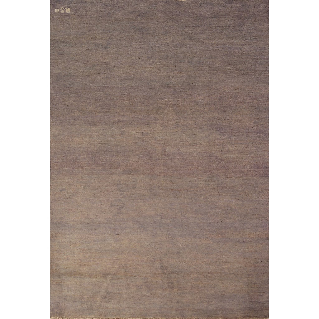 Gabbeh Modern Rug Handmade Solid Grey Wool Carpet - 4'1" x 5'10"