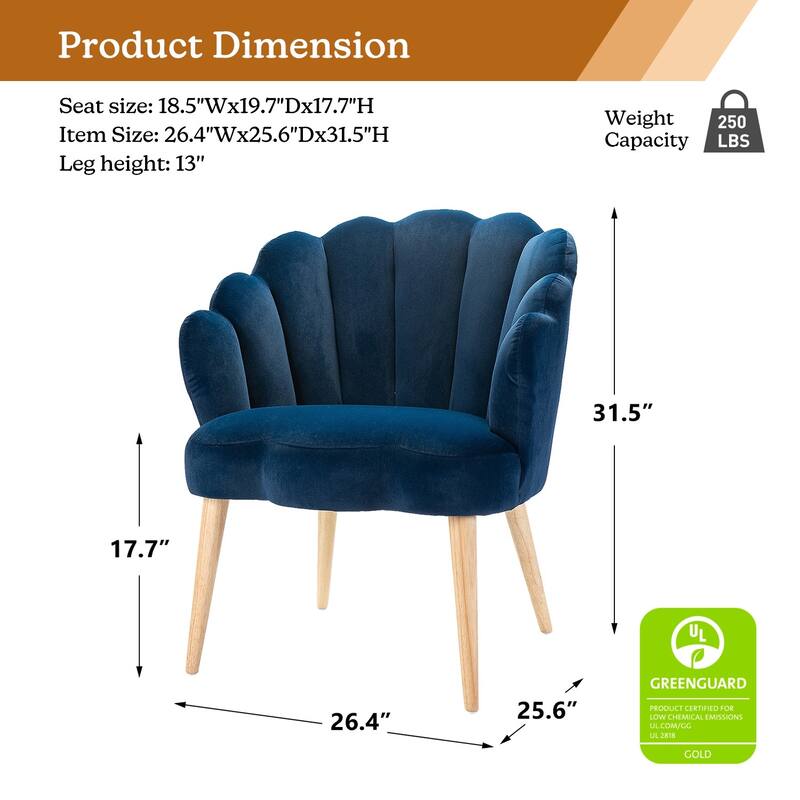 Eleanora Morden Scalloped Velvet Arm Chair with Tufted Back by HULALA HOME