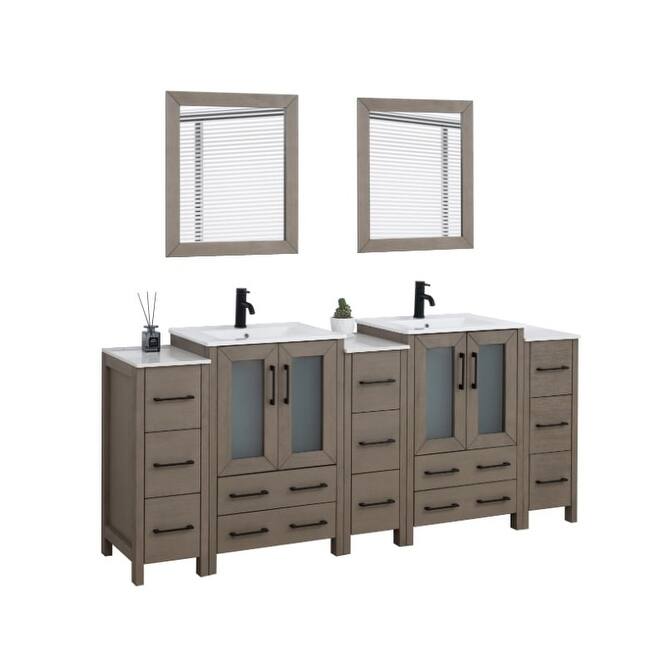 Vanity Art 84-Inch Double Sink Bathroom Vanity Set with Top and Free Mirrors - 84 X 18.1 X 35.8
