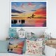 preview thumbnail 1 of 8, Designart 'Cranes Flying During Colorful Sunset' Nautical & Coastal Framed Art Print 20 In. Wide x 12 In. High - White