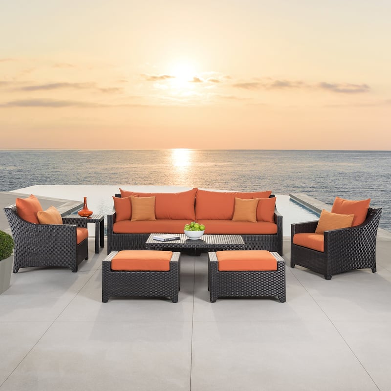 Deco 8 Piece Aluminum Outdoor Patio Sofa & Club Chair Set