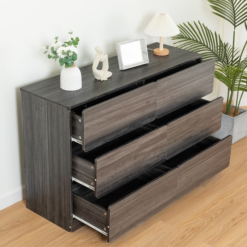 six Drawer dresser Sideboard,bar cabinet,Buffet server console,table storge cabinets,Flat out the corners of the drawers