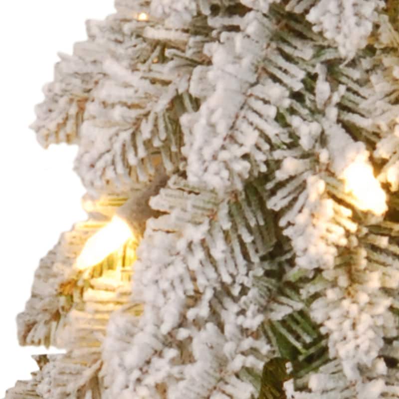 National Tree Company 3 ft. Snowy Christmas Tree with Flocking and 50 Clear Lights - 3 Foot