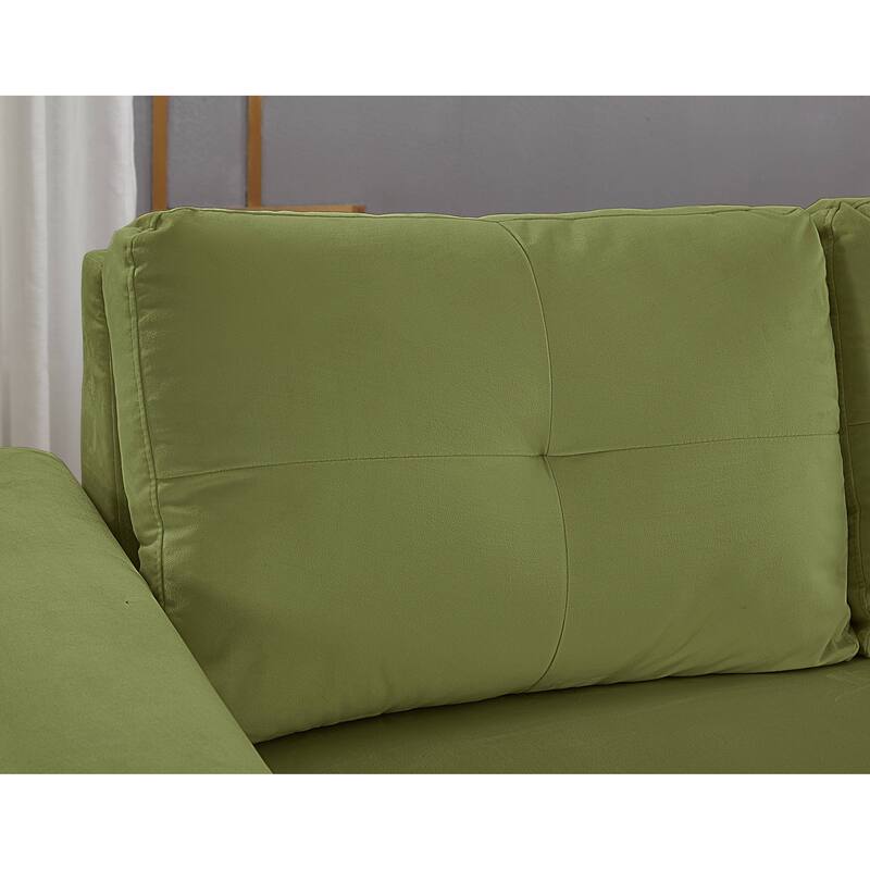 91" Wide Velvet Reversible Sofabed Sectional Sofa & Chaise - 91" Wide