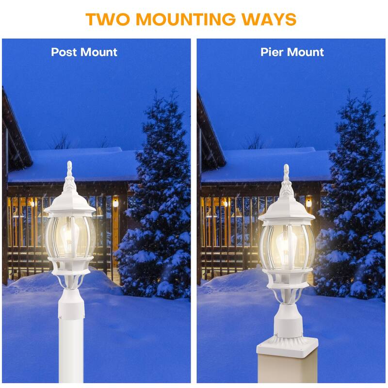 Outdoor 1/3 Light Post Lantern with Pier Mount Base(Pack 1 or 2)
