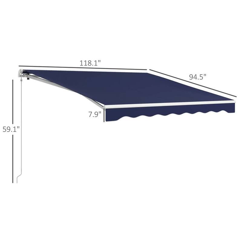 10'x8' Electric Retractable Awning,Remote Controller and Manual Crank