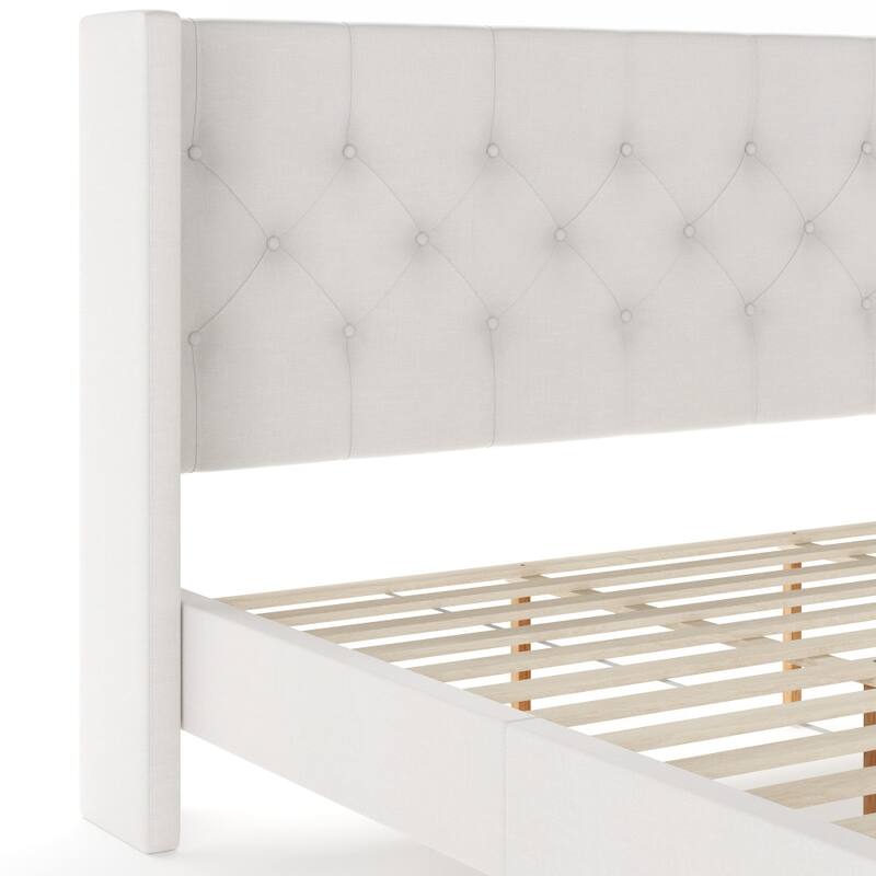 Martha Stewart Platform Bed with Tufted Wingback Headboard