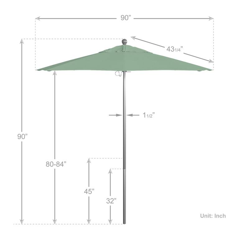 California Umbrella 7.5' Rd. Aluminum Frame, Fiberglass Rib Market Umbrella, Push Open,Anodized Silver Finish, Pacifica Fabric