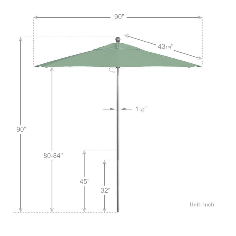 California Umbrella 75' Venture Series Patio Umbrella, Silver Aluminum Pole Fiberglass Ribs Push Lift Pacifica