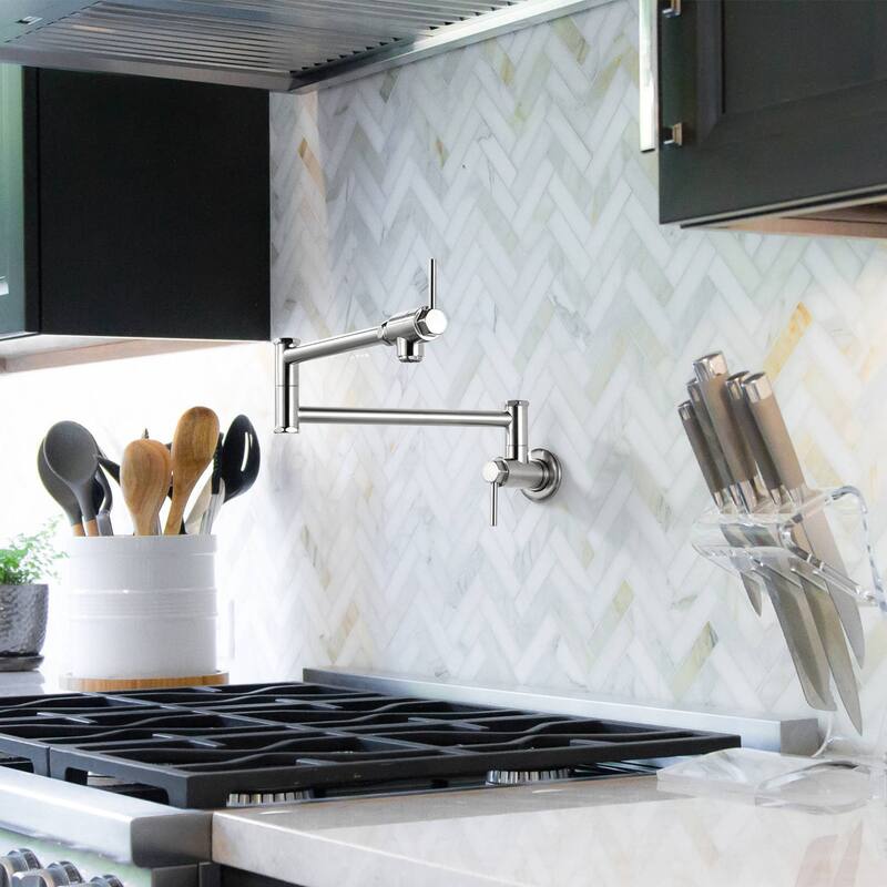 WOWOW Modern Foldable Filling Faucet with Dual-Joint Swivel Arm