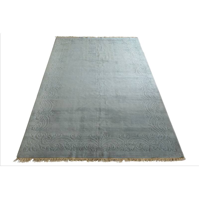 12x20 Oversize Hand Knotted Wool Light Blue Aubusson Savonnerie Plush Pile Rug - 12' x 20'