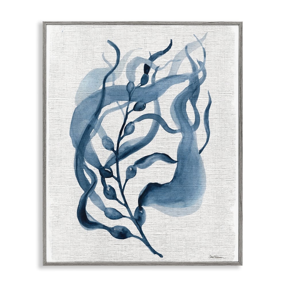 Stupell Fluid Blue Herb Leaf Framed Giclee Art Design By Carol Robinson