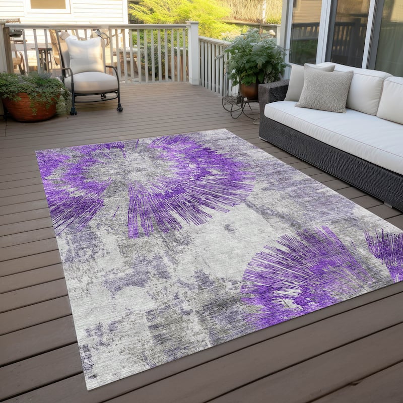 Machine Washable Indoor/ Outdoor Chantille Contemporary Starburst Rug