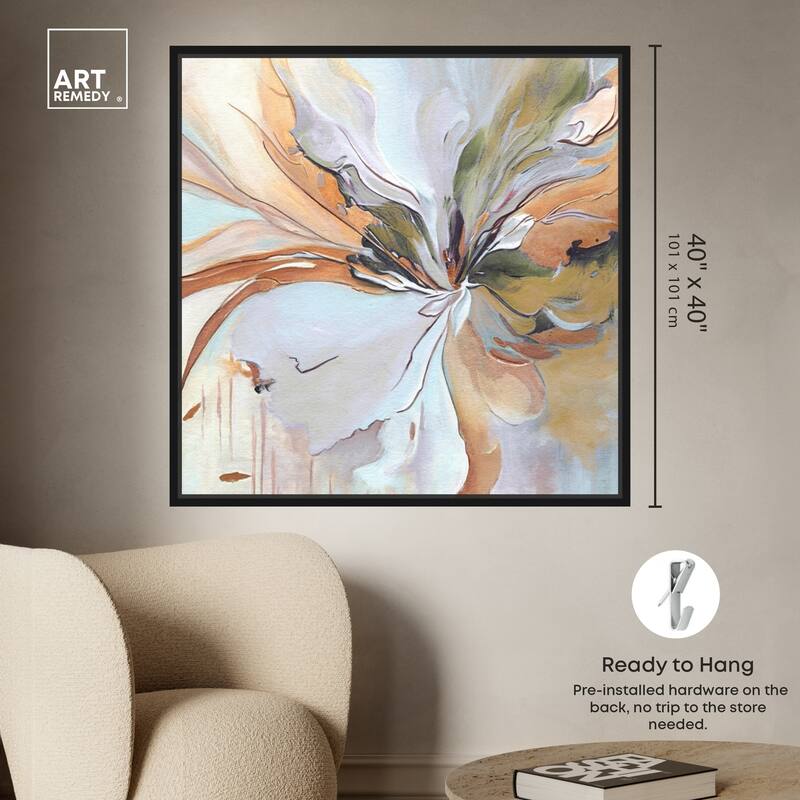 Art Remedy Golden Aesthetic Framed Boho Abstract 1 Piece Canvas Wall Art