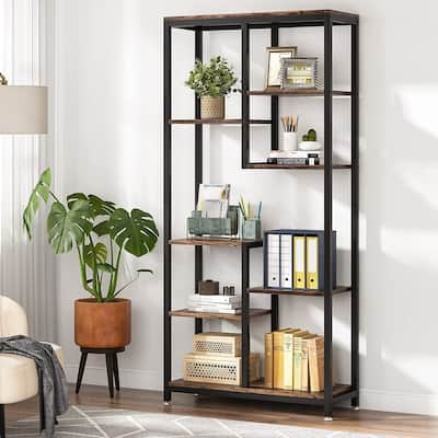 Industrial 8-Shelf Tall Bookshelf Bookcase