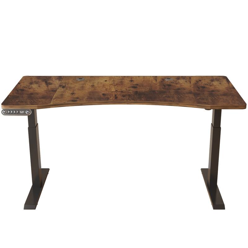 HomeRoots Adjustable Brown and Black Wood and Stainless Steel Rolling Standing Desk
