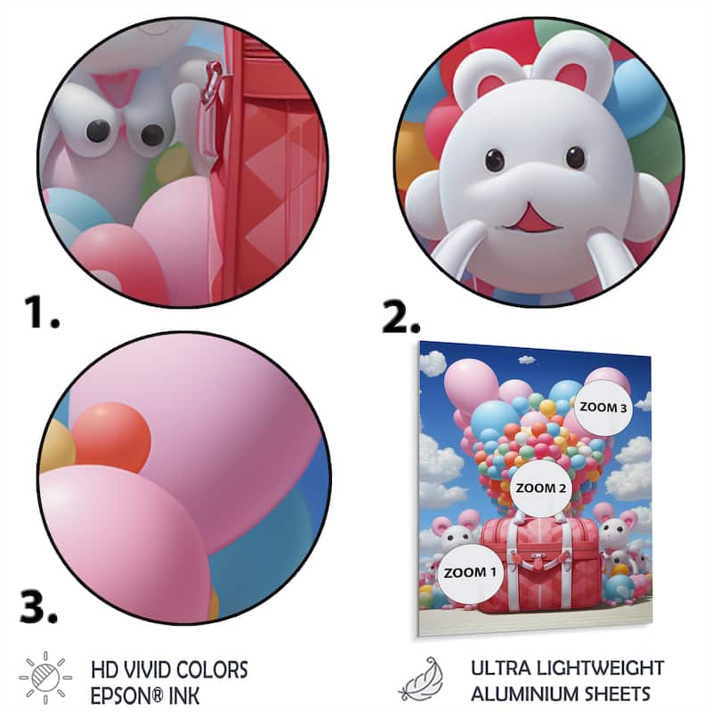 Designart "Playful Balloons Fashion Handbag" Fashion Bag Metal Wall Art - Pink Metal Wall Décor Glam Metal Art Work