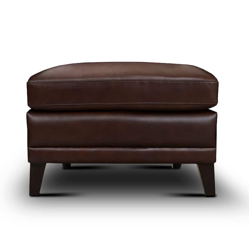 Sienna 100% Genuine Leather Midcentury Modern Ottoman