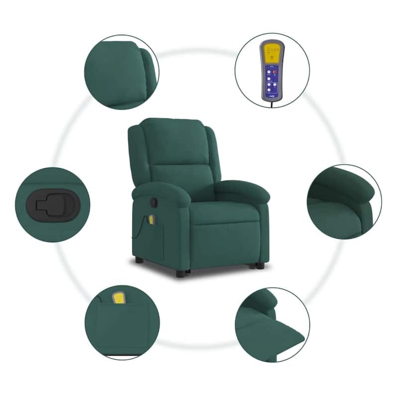 vidaXL Stand up Massage Recliner Chair Power Lift Wingback Armchair Velvet