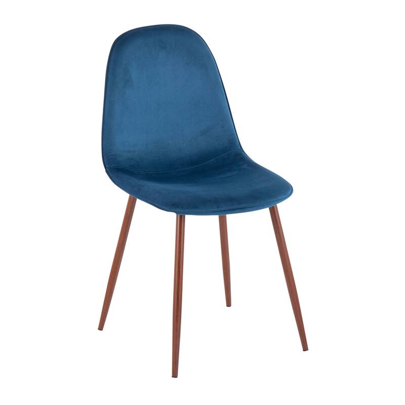 Pebble Mid-Century Modern Upholstered Accent / Dining Chair (Set of 2) - Blue Velvet