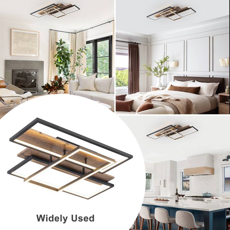 Rectangular Integrated LED Flush Mount Ceiling Light Dimmable - Dia.26.77-in