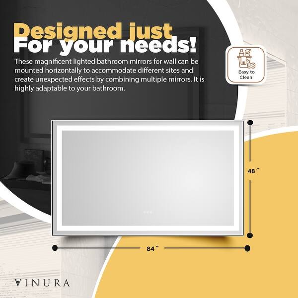 Vanity Mirror with Lights - 84 Matte Black LED Bathroom Vanity Mirror ...