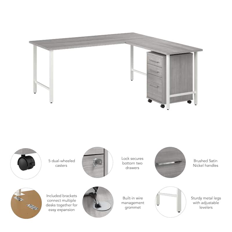 Bush Business Furniture Hustle 72W x 30D L Shaped Desk with Drawers