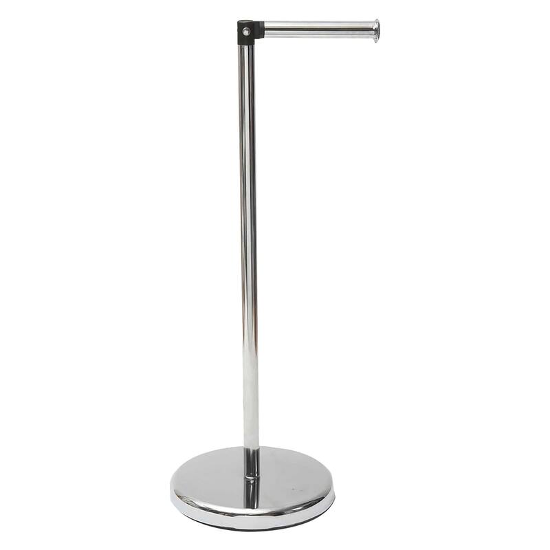 Sleek Toilet Paper Holder with Folding Arm and Reserve Compact Freestanding Metal Holder - Diameter 8 inches X 22" H