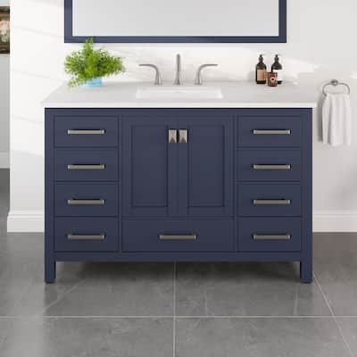Eviva Aberdeen 48"W Blue Bath Vanity with White Carrara Quartz Top
