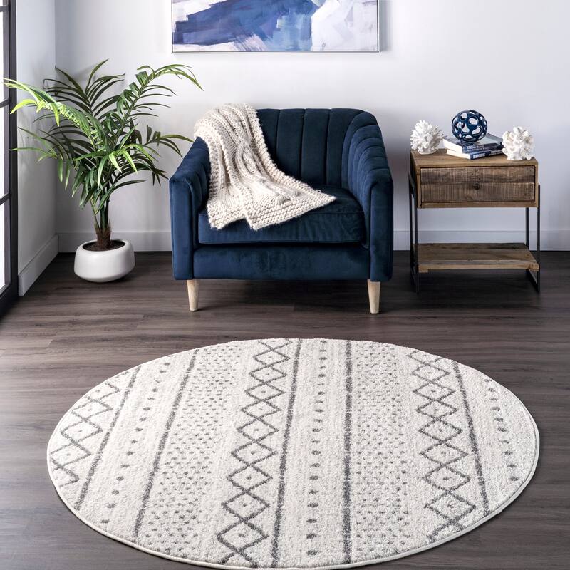 Nuloom Contemporary Vintage Faded Aztec Milo Geo Print Area Rug - 5' x 8' Oval - Beige - Oval