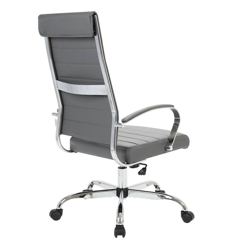 Benmar Leather Executive Office Chair with Chrome Frame, Adjustable Height, Tilt Lock, 360° Swivel, and Smooth Rolling Casters