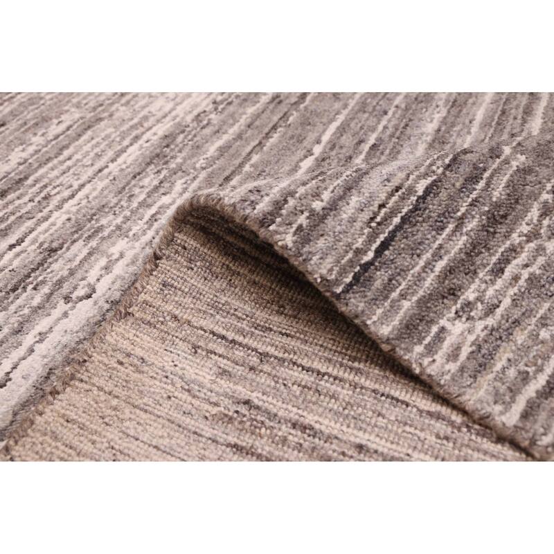 ECARPETGALLERY Hand Loomed Elysian Dark Grey Wool Rug - 7'9 x 9'11