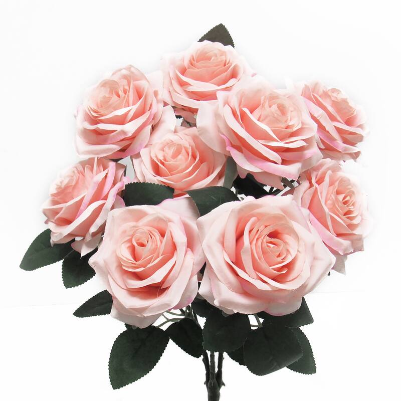 Set of 2 Artificial Queen Rose Flower Stem Bush Bouquet 18in