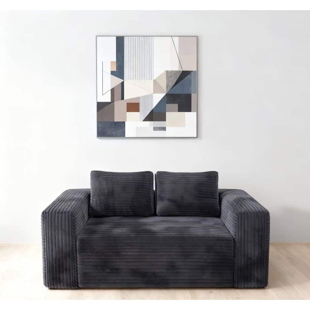 Cloud Loveseat Sofa, 2-Seater Boneless Couch, Deep Seat Corduroy Sofa, Compressed, No Assembly, Memory Foam, Modern Small Couch