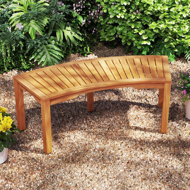 Costway 1/2/4 PCS Outdoor Curved Bench with Slatted Seat Wrap Around - See Details