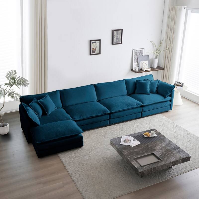 Cloud Chenille Upholstered Modular Sectional Sofa with DIY Combination Design