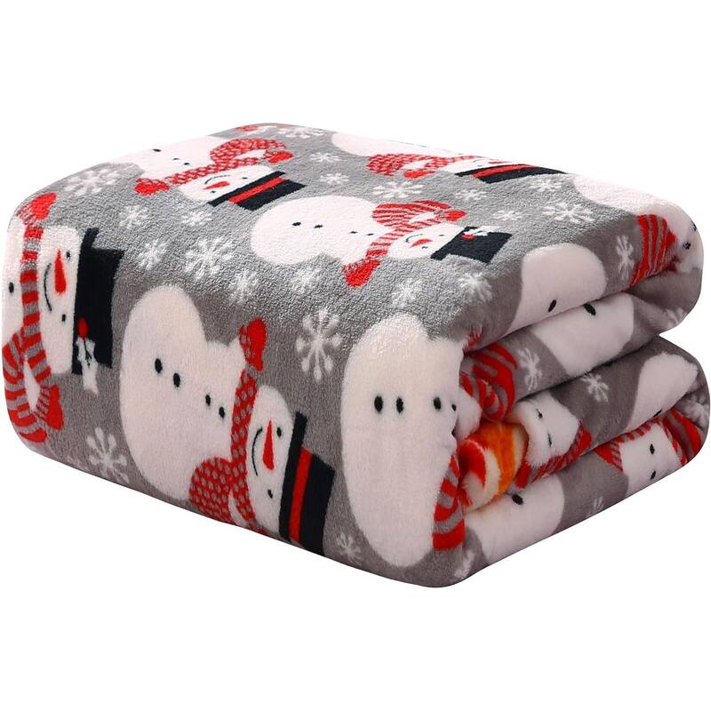 Décor&More Santa's Little Helper Collection Festive and Cuddly Holiday Microplush Throw Blanket (50" x 60") - Winter Snowman