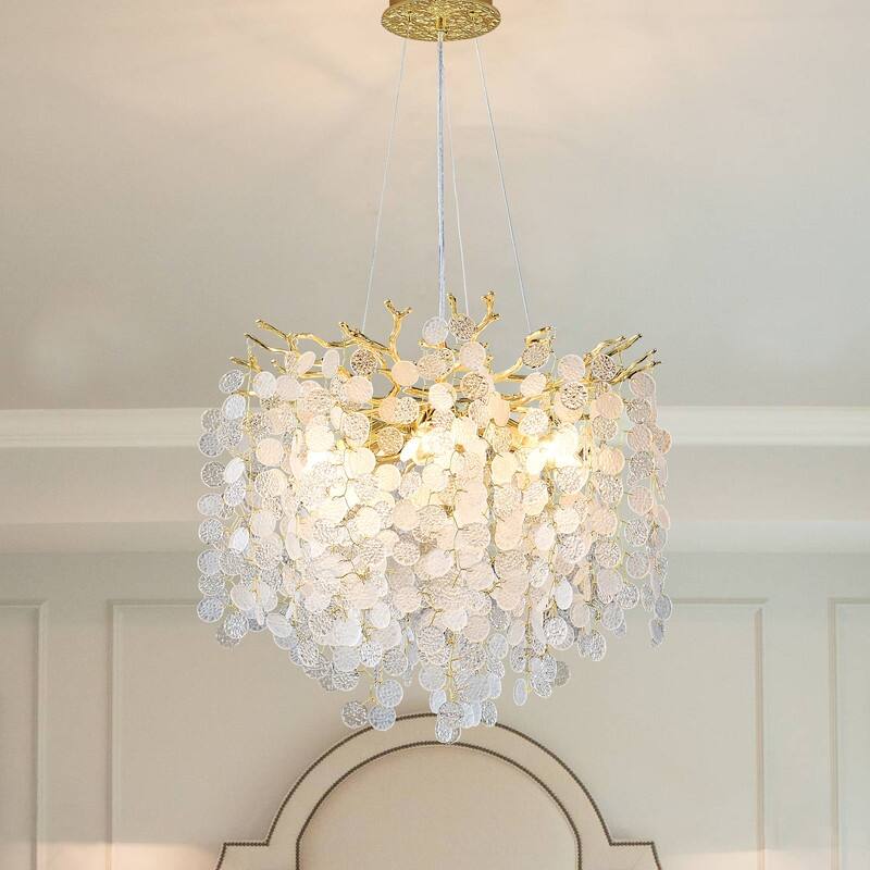 Modern Tree Branch Chandelier Crystal Pendannt Light Fixtures - Gold - 18in-6Light
