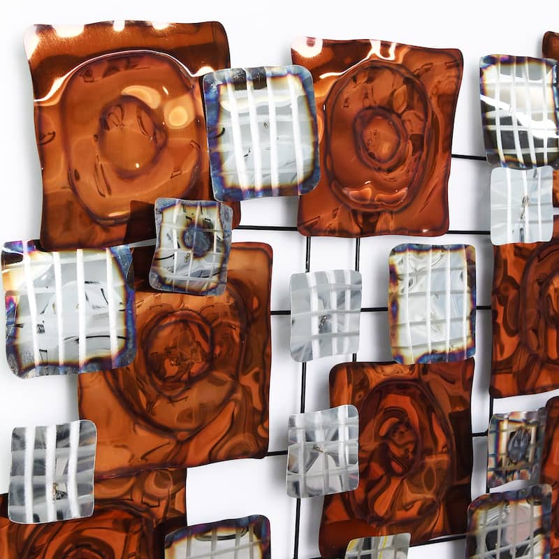 Colorful Hand Painted Etched Metal Wall Sculpture