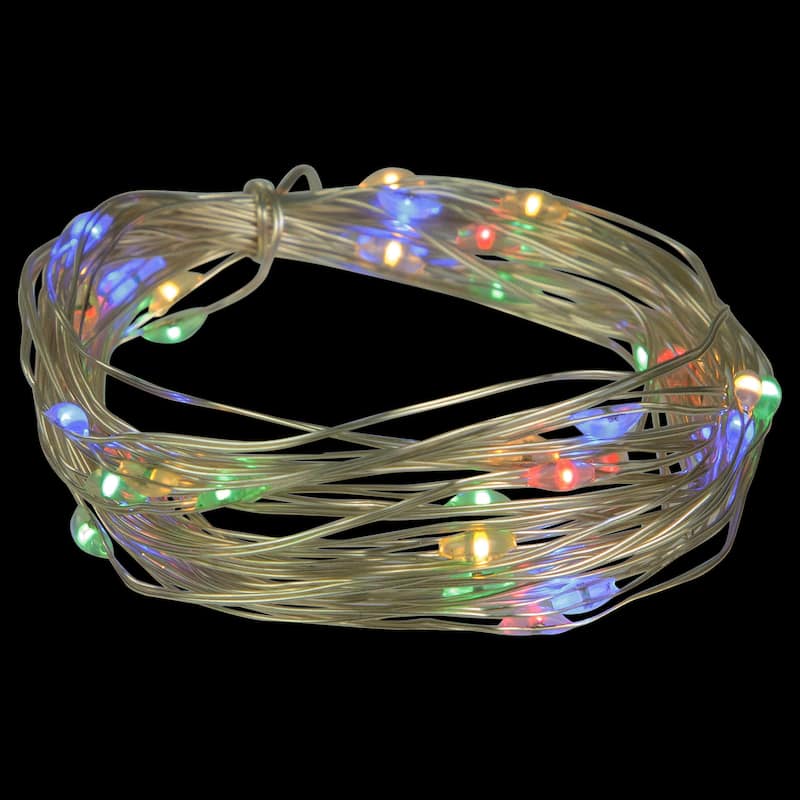 50 B/O Multicolor LED Micro Fairy Lights - 16ft, Copper Wire