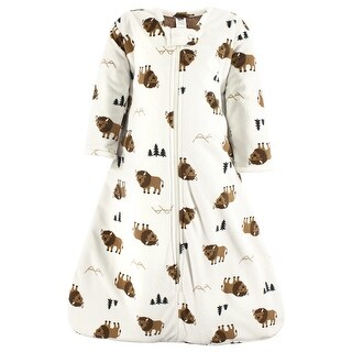 Hudson Baby Infant Boy Long Sleeve Plush Faux Fur Sleeping Bag, Wearable Blanket, Wild Buffalo