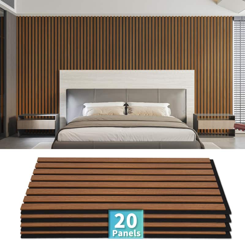 20pcs 24"x12" MDF Slat Wall Paneling Cover 40 Sq.Ft. - Walnut